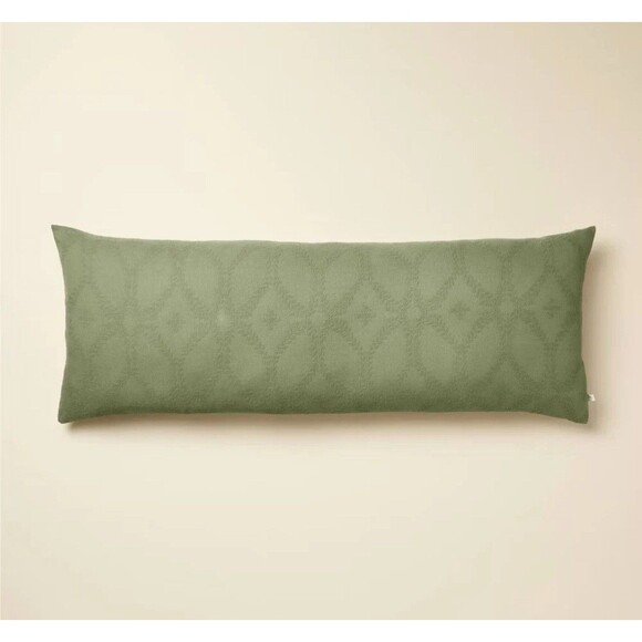 14"x36" Trellis Pattern Lumbar Bed Pillow Sage Green - Hearth & Hand NEW - Picture 1 of 5
